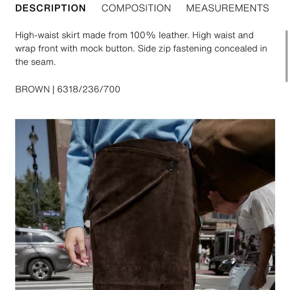 Zara NWT 100% leather wrap midi skirt brown 6318/236 - Picture 10 of 12